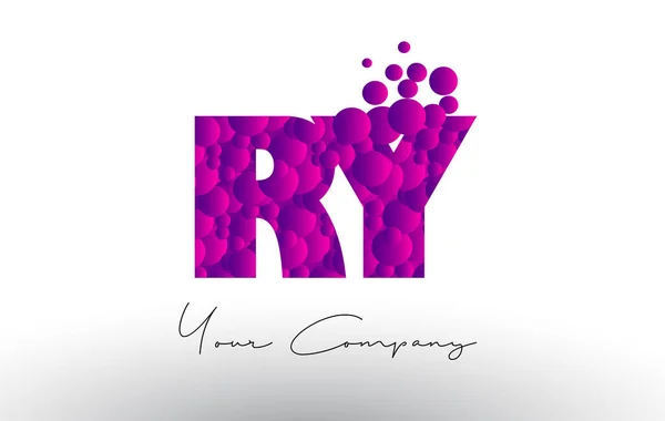 RY R Y Dots Letter Logo with Purple Bubbles Texture. — Stock Vector