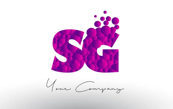 SG S G Dots Letter Logo with Purple Bubbles Texture. — Stock Vector