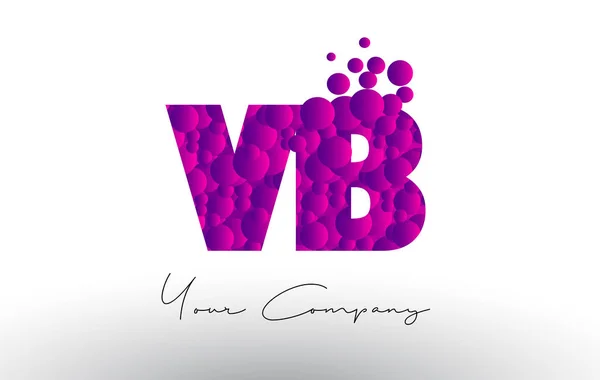 VB V B Dots letra logotipo com textura de bolhas roxas . — Vetor de Stock