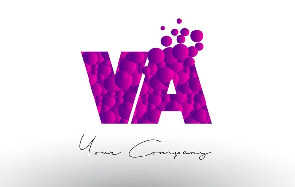 VA V A Pois Lettre Logo avec Texture Bulles Violettes . — Image vectorielle