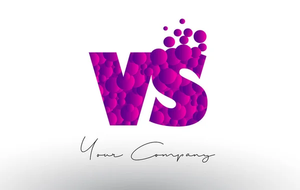 VS V S Dots Letter Logo with Purple Bubbles Texture. — Stock Vector
