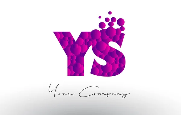 YS Y S Dots brief Logo met paarse bubbels textuur. — Stockvector