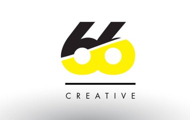 66 siyah ve sarı numara Logo tasarımı.