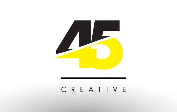 45 fekete és sárga szám Logo tervezés. — Stock Vector