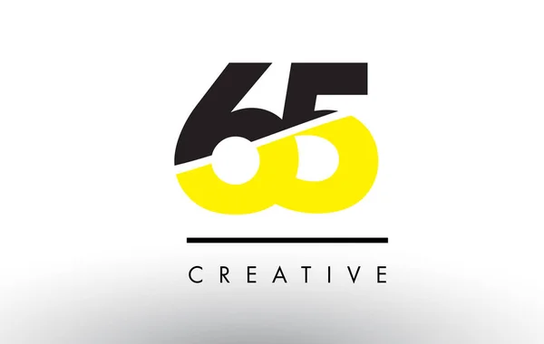 65 검정색과 노란색 숫자 로고 디자인. — 스톡 벡터