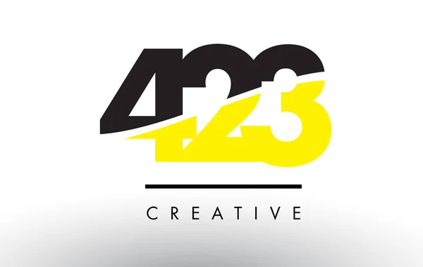 423 Black and Yellow Number Logo Design. — Stock Vector