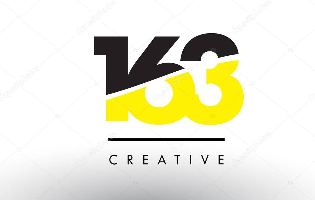 163 Black and Yellow Number Logo Design.