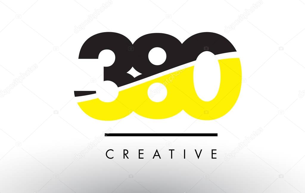 380 Black and Yellow Number Logo Design.