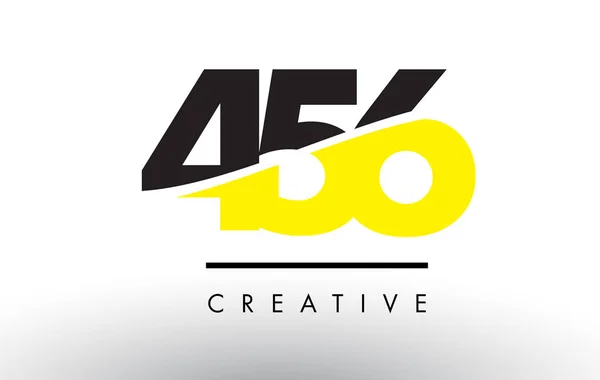 456 Black and Yellow Number Logo Design. — Stock Vector