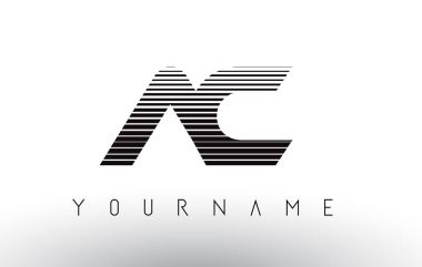AC siyah ve beyaz yatay çizgili harf Logo.