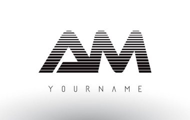Ammmmmmmm siyah ve beyaz yatay çizgili harf Logo.