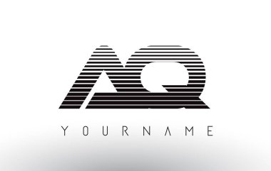 AQ siyah ve beyaz yatay çizgili harf Logo.