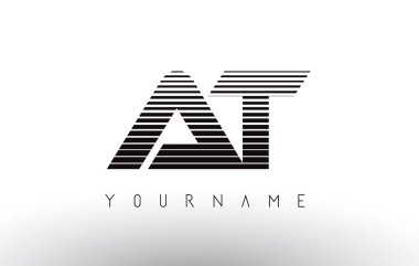 Siyah ve beyaz yatay çizgili Logo mektup..