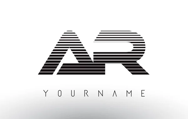 AR strisce orizzontali in bianco e nero Lettera logo . — Vettoriale Stock