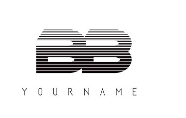 BB siyah ve beyaz yatay çizgili harf Logo.