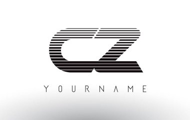 CZ siyah ve beyaz yatay çizgili harf Logo.
