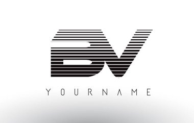 BV siyah ve beyaz yatay çizgili harf Logo.