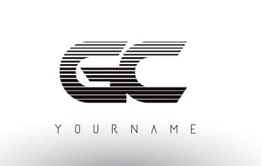 GC siyah ve beyaz yatay çizgili harf Logo.