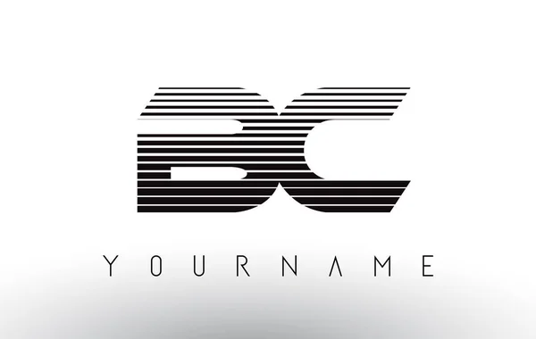 Logotipo horizontal blanco y negro de la letra de las rayas BC . — Vector de stock