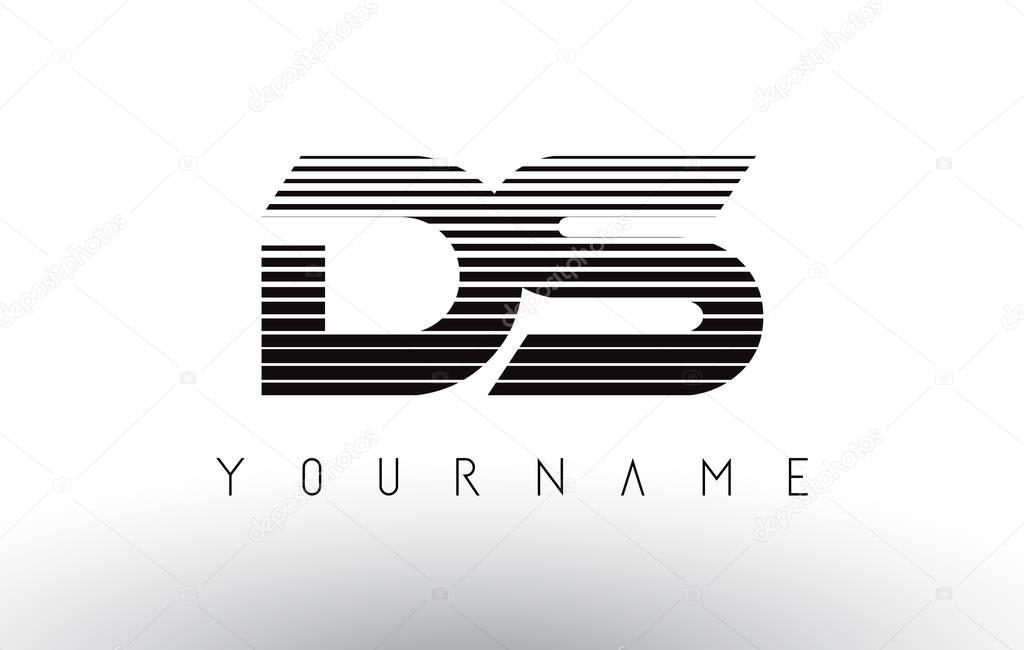 DS   Black and White Stripes Letter Logo Design with Horizontal Lines.