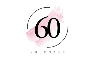 60 Numaralı Suluboya Darbe Logosu Tasarımı Dairesel Fırça Desenli