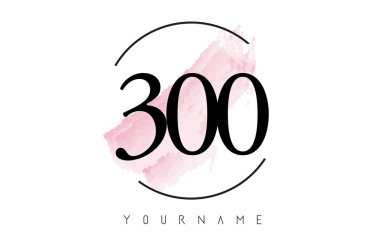 300 Numaralı Suluboya Vuruşu Logosu Dairesel Fırça Desenli Tasarımı