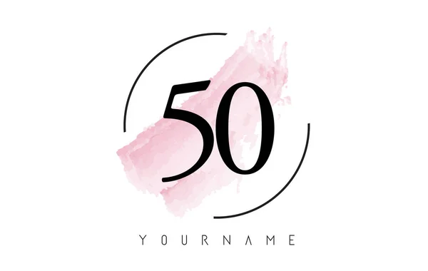 50 Numaralı Suluboya Darbe Logosu Tasarımı Dairesel Fırça Desenli