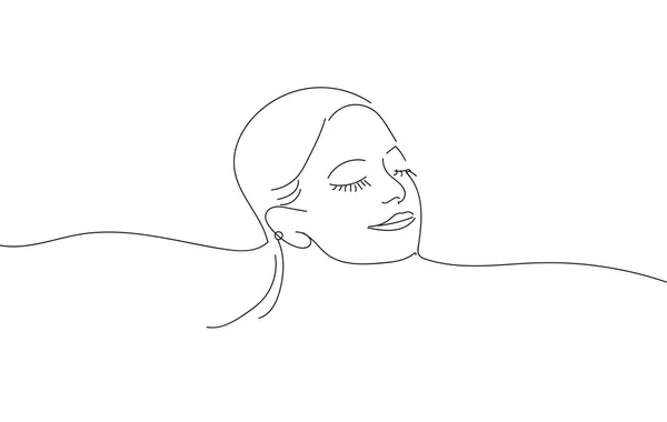 Dessin abstrait du visage. Portret d'une femme dans un styl minimaliste — Image vectorielle