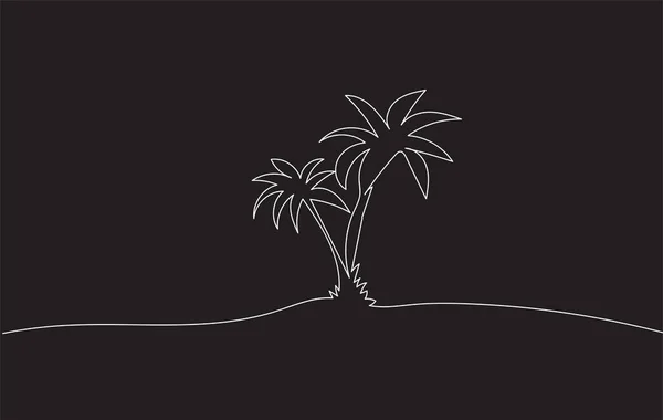 Monochrome Drawing sketch of two coconut palm trees. — Stock Vector