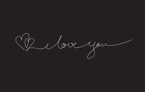 I Love You kontinuerlig linje med två hjärtan. — Stock vektor