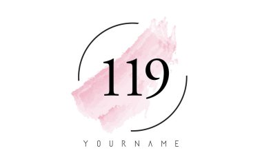 Number 119 Watercolor Stroke Logo Design with Circular Brush Pat