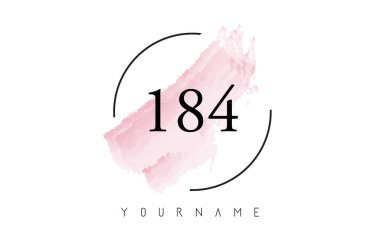 Number 184 Watercolor Stroke Logo Design with Circular Brush Pat