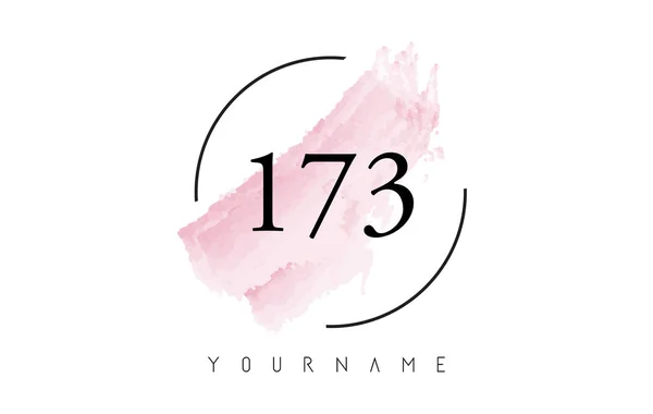 Number 173 Watercolor Stroke Logo Design with Circular Brush Pat — 스톡 벡터