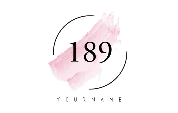 Number 189 Watercolor Stroke Logo Design with Circular Brush Pat — 스톡 벡터