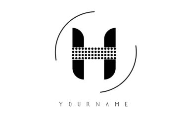 Dairesel yuvarlak çerçeveli H Kara Noktalı Harf Logosu. 