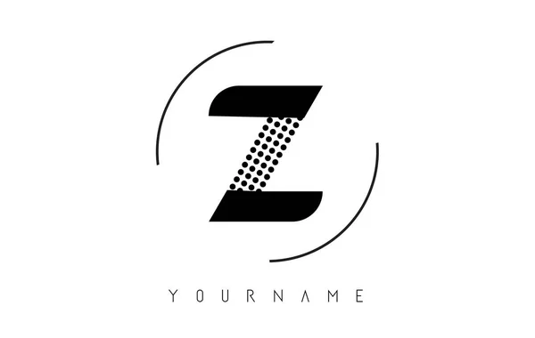 Z preto pontilhado carta logotipo com um arredondado circular Frame . —  Vetores de Stock