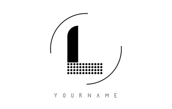 L preto pontilhado carta logotipo com um arredondado circular Frame . — Vetor de Stock
