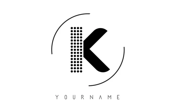 K Black Dotted Letter Logo с круглой округлой рамкой . — стоковый вектор