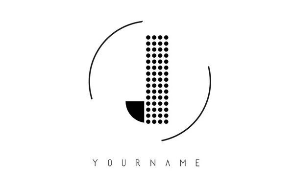 J Logo lettera punteggiata nera con cornice circolare arrotondata . — Vettoriale Stock