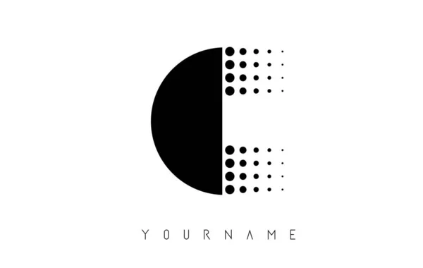 C Logo de lettre pointillée noire . — Image vectorielle