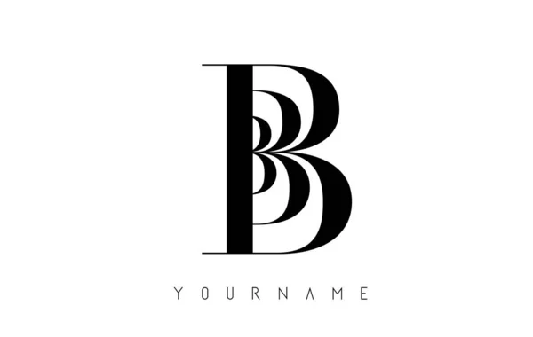 Logo lettera B con grafica elegante Black Lines Design. Lettera A — Vettoriale Stock