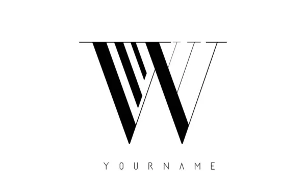 W letra logotipo com gráfico elegante preto linhas de design. Carta A — Vetor de Stock