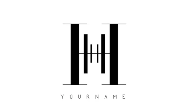 Logotipo de letra H con diseño gráfico elegante de líneas negras. Letra A — Vector de stock