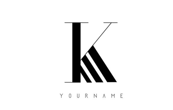 Logotipo K Letter con diseño gráfico de líneas negras elegantes. Letra A — Vector de stock