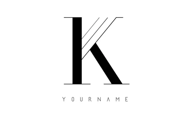 Logotipo K Letter con diseño gráfico de líneas negras elegantes. Letra A — Vector de stock