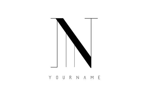 N Letter Logo with Graphic Elegant Black Lines Design. Letter A — 스톡 벡터