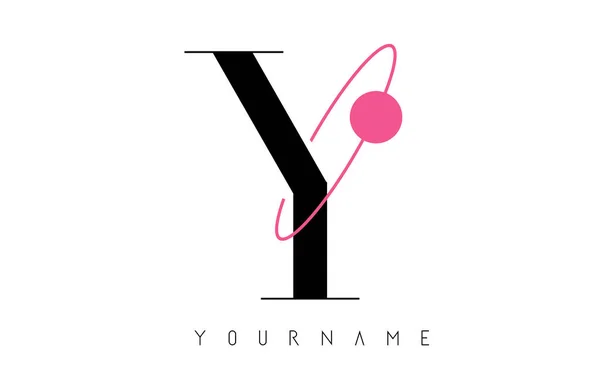 Y Letter Logo Design with a Round Pink Eclipse. — 스톡 벡터