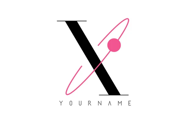 X Letter Logo Design with a Round Pink Eclipse. — 图库矢量图片