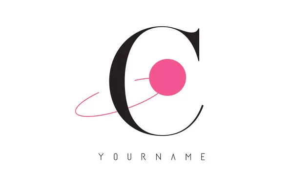 C Carta Logo Diseño con un eclipse redondo de color rosa . — Archivo Imágenes Vectoriales