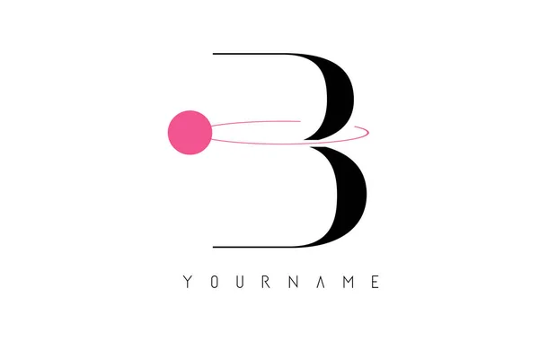 B Carta Logo Diseño con un eclipse redondo de color rosa . — Vector de stock